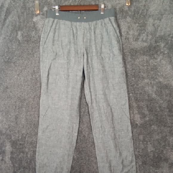 Athleta Bali Linen Heatgered Gray Wide Leg Vacation Travel Womens 14 TALL - Picture 3 of 11